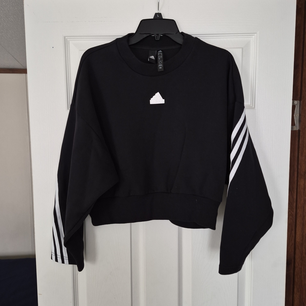 adidas Black Sweatshirt with White Stripes